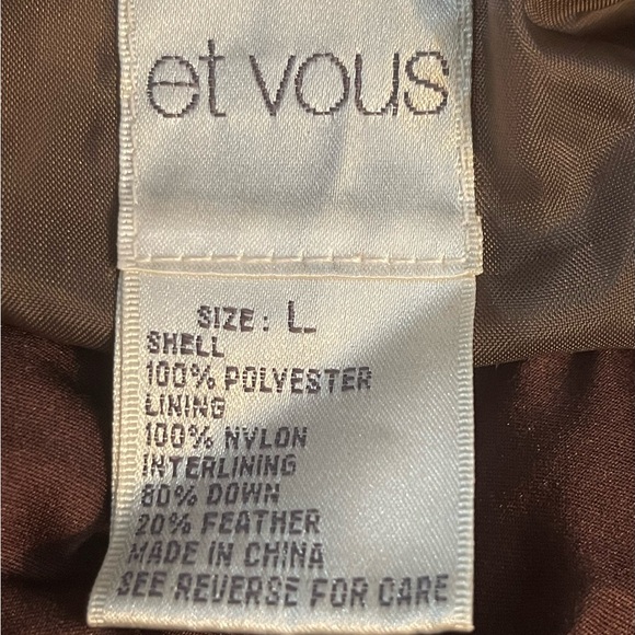 Et Vous puffer jacket in a rich brown. See pictures about Et Vous - Picture 7 of 8